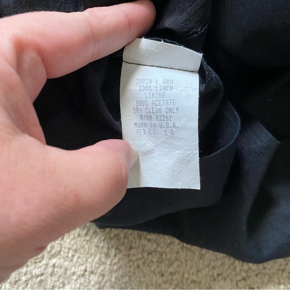 VTG ~ 1980s ~ S. G. Gilbert ~ Black Linen Sheath Dress ~ Lined ~ Lace ~ Size 14 - Picture 6 of 6